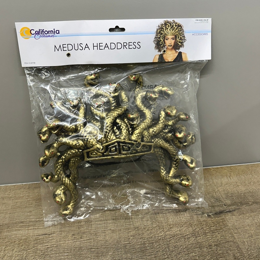 California Costumes Medusa Headdress Gold Snake Crown Accessory 60758 New